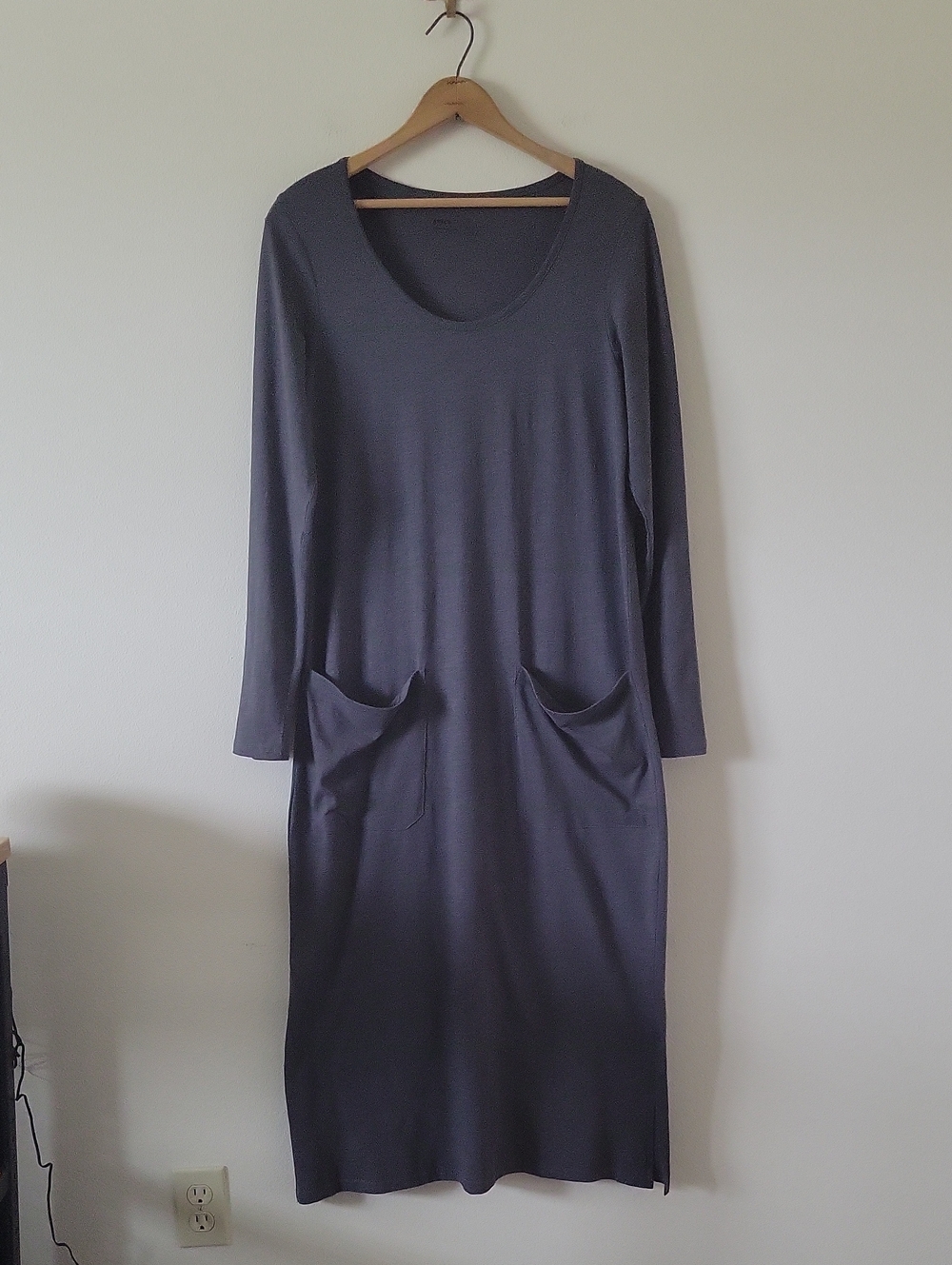 Pact Charcoal Grey Cotton Long Sleeve Maxi Dress Size Large